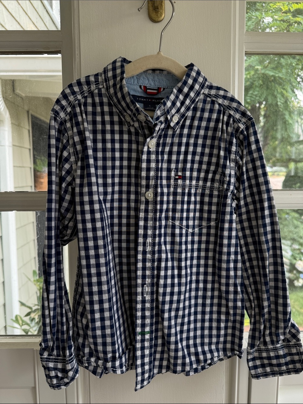 Tommy Hilfiger Boys 5T Navy and White Plaid Shirt